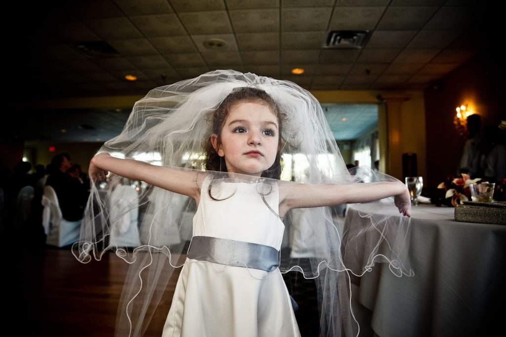 JAGstudios Photography | Unique Connecticut Wedding | Adorable Flower Girl Dress With Veil