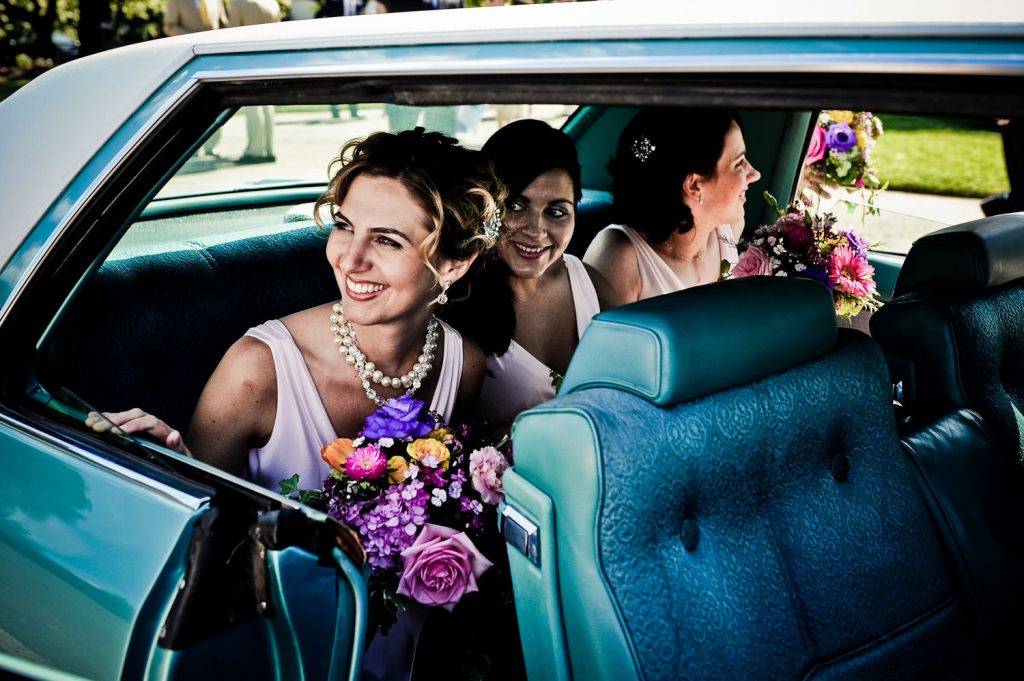 JAGstudios Photography | Iconic NY Wedding | Bridesmaids In Classic Car | Purple Rose Bouquet