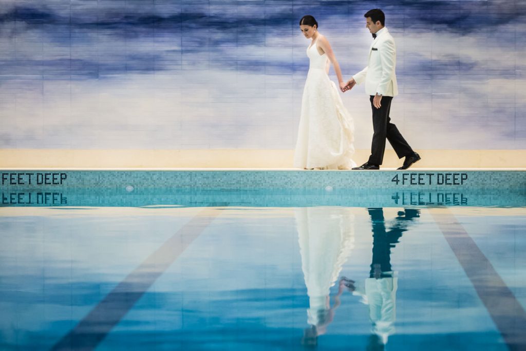 JAGstudios Photographer | International Award Winning Wedding | Poolside Wedding | White Tux With Black Pants